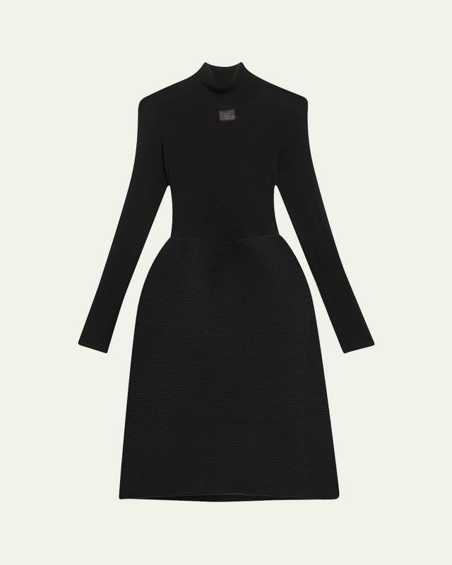 Jersey Ripple Combo Midi Dress